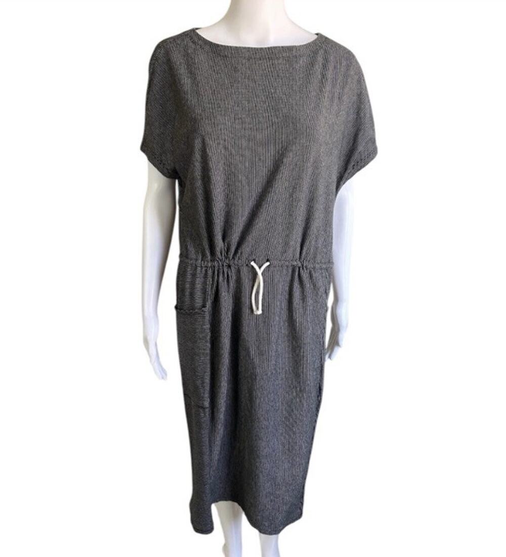 Marine Layer Lola Cocoon Midi Dress Womens M Striped Supima Cotton Pockets